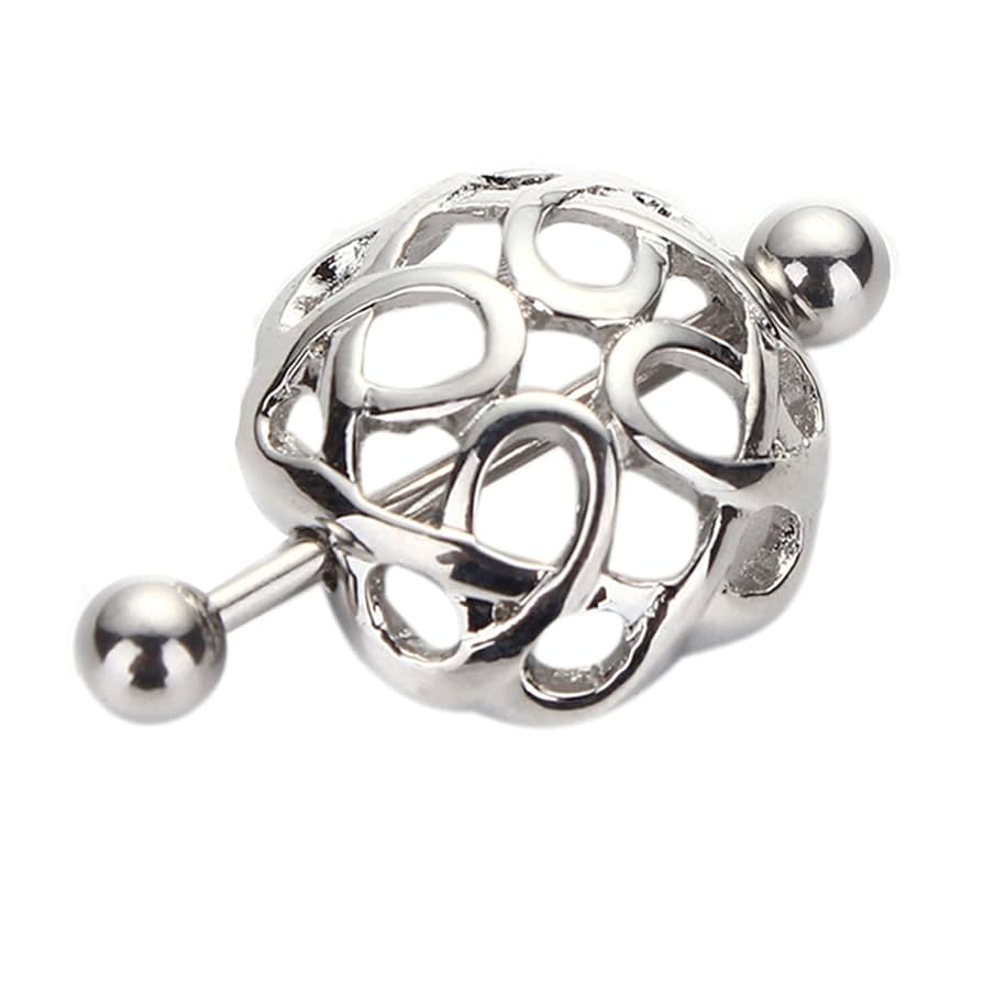 juu【ピアス】二点、ノベルティ付き ダブルスネイクエンブレムバーベル・ニップルピアス 14G: ボディ